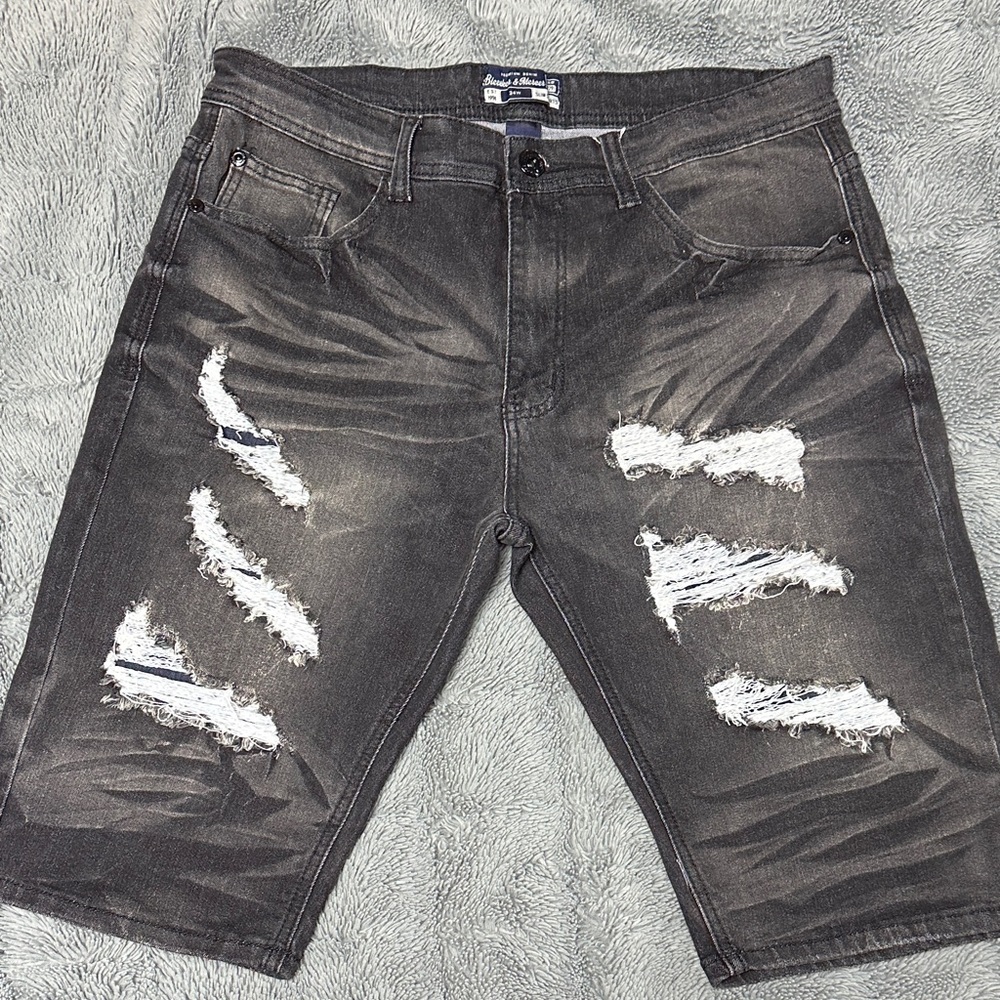 Rugged Black/Charcoal Denim Shorts